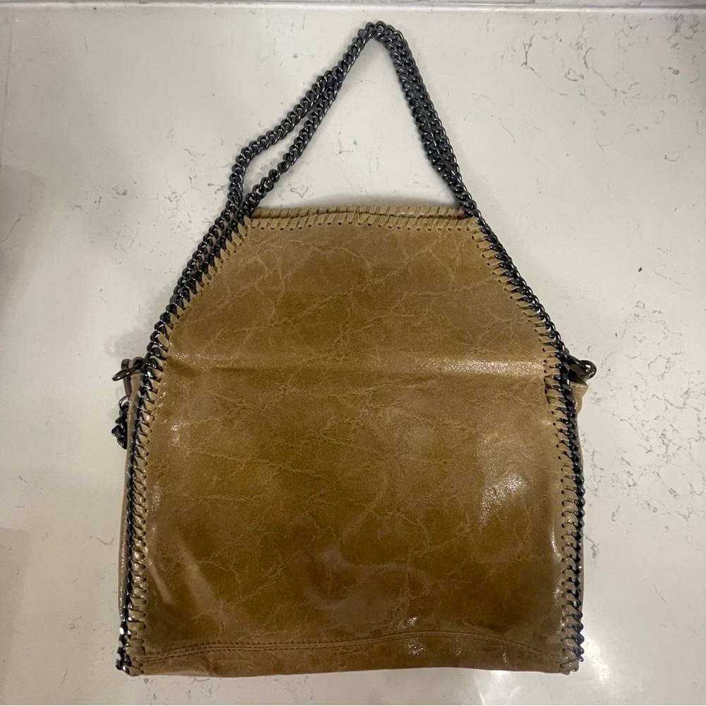 Merci Marie Stella Tote Leather Bag Large Chain Brown